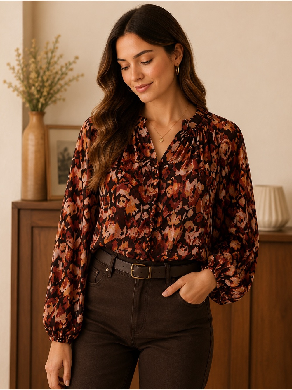 BÖHME Abstract Floral Button
Front Blouse
SIZE S - OVERSIZED FIT